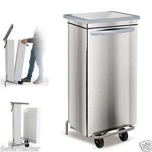 Pattumiera porta sacco rifiuti grande. Attacco rotondo in acciaio inox.  coperchio con pedale. cm 55x45x85h - Portasacchi - porta