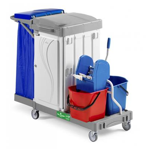 Carrello Pulizie Alpha 4601400 Con Strizzatore Lavapavimenti Antine Vaschette E Ripiani Porta 3712